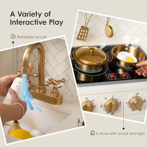 Wooden Play Kitchen with 15 Accessories U8270