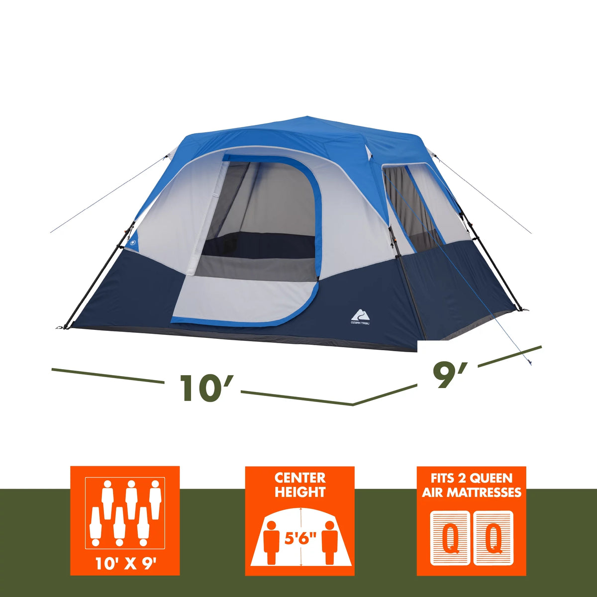 6-Person Instant Cabin Tent with LED Lighted Hub H527