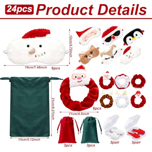 Christmas Sleep Mask Set with Satin Travel Bag J46364