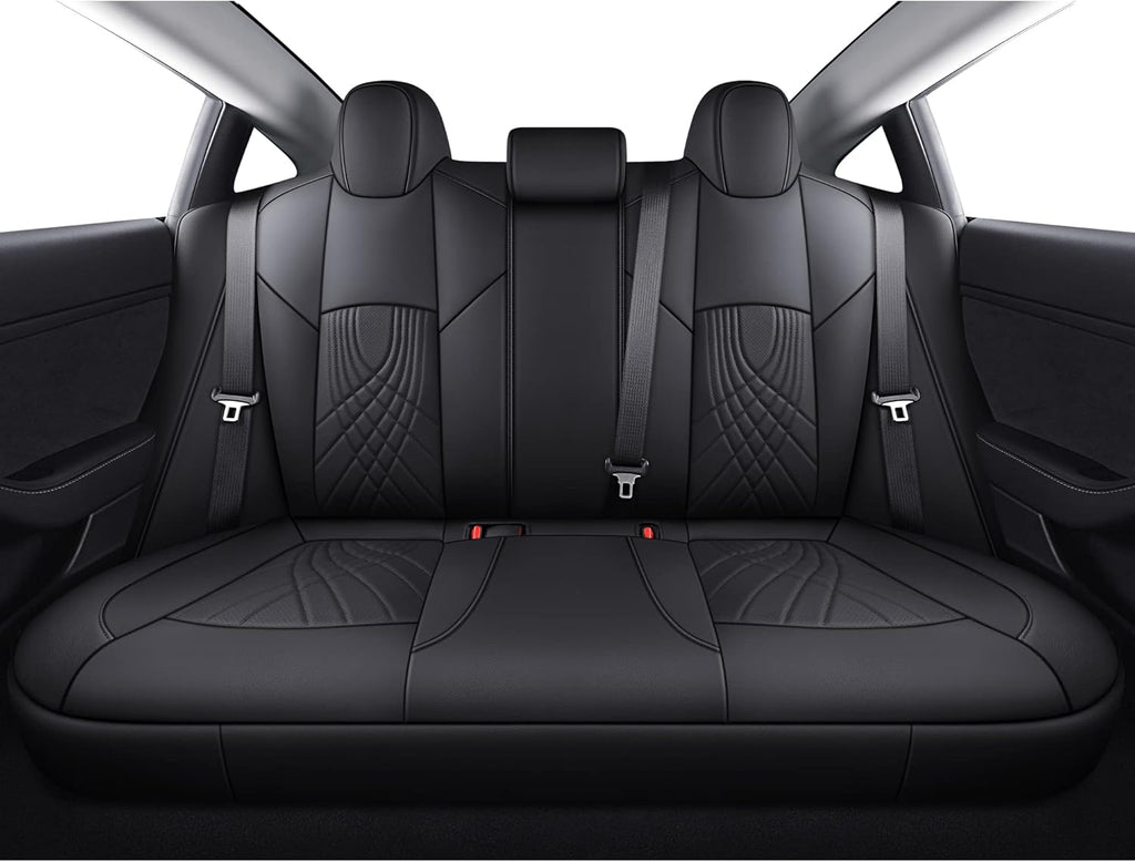 Tesla Seat Covers Full Set Water Proof Faux Leather Black Red X52099