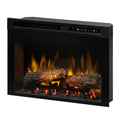Gloss White Media Console Fireplace with Logs G809