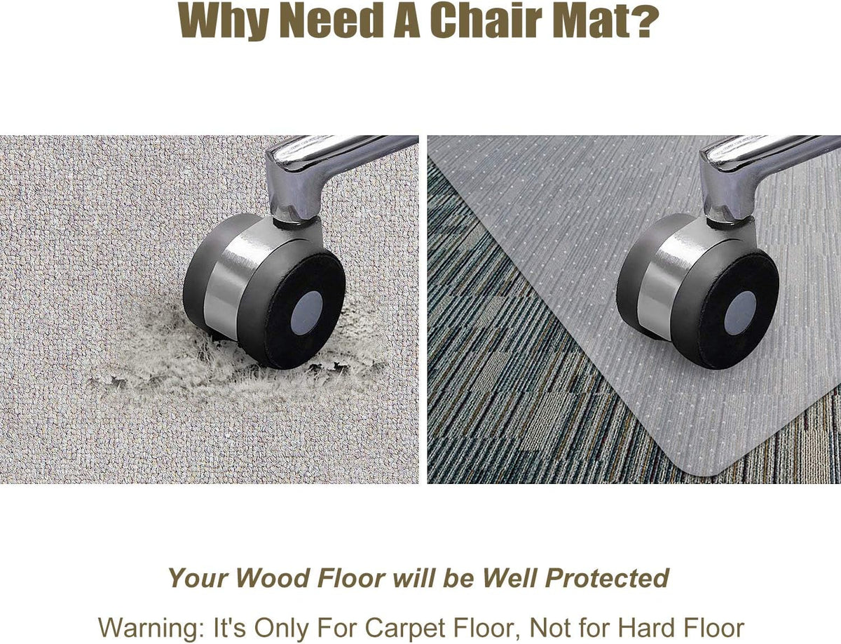 Transparent Office Chair Mat for Carpets with Studs (36 X 48 Rectangle) X88088