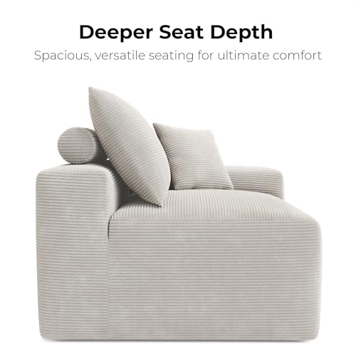 Green Corduroy L-Shaped Modular Sectional Sofa with Ottoman K3611