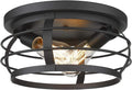Industrial Flush Mount Ceiling Light, 12inch Farmhouse Metal Cage, Black Finish W13957