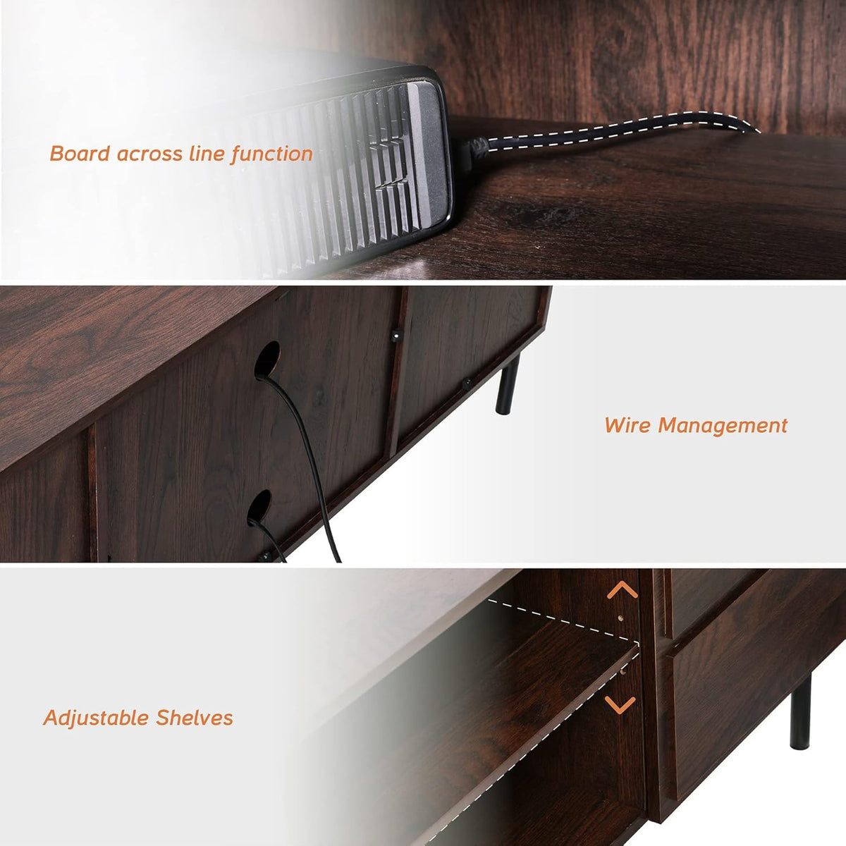 Mid-Century Modern Wood TV Stand up to 65 inches J372834