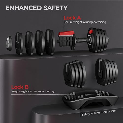 Adjustable Dumbbell Set 40LB/52.5LB/90LB with Anti-Slip Handle X333488