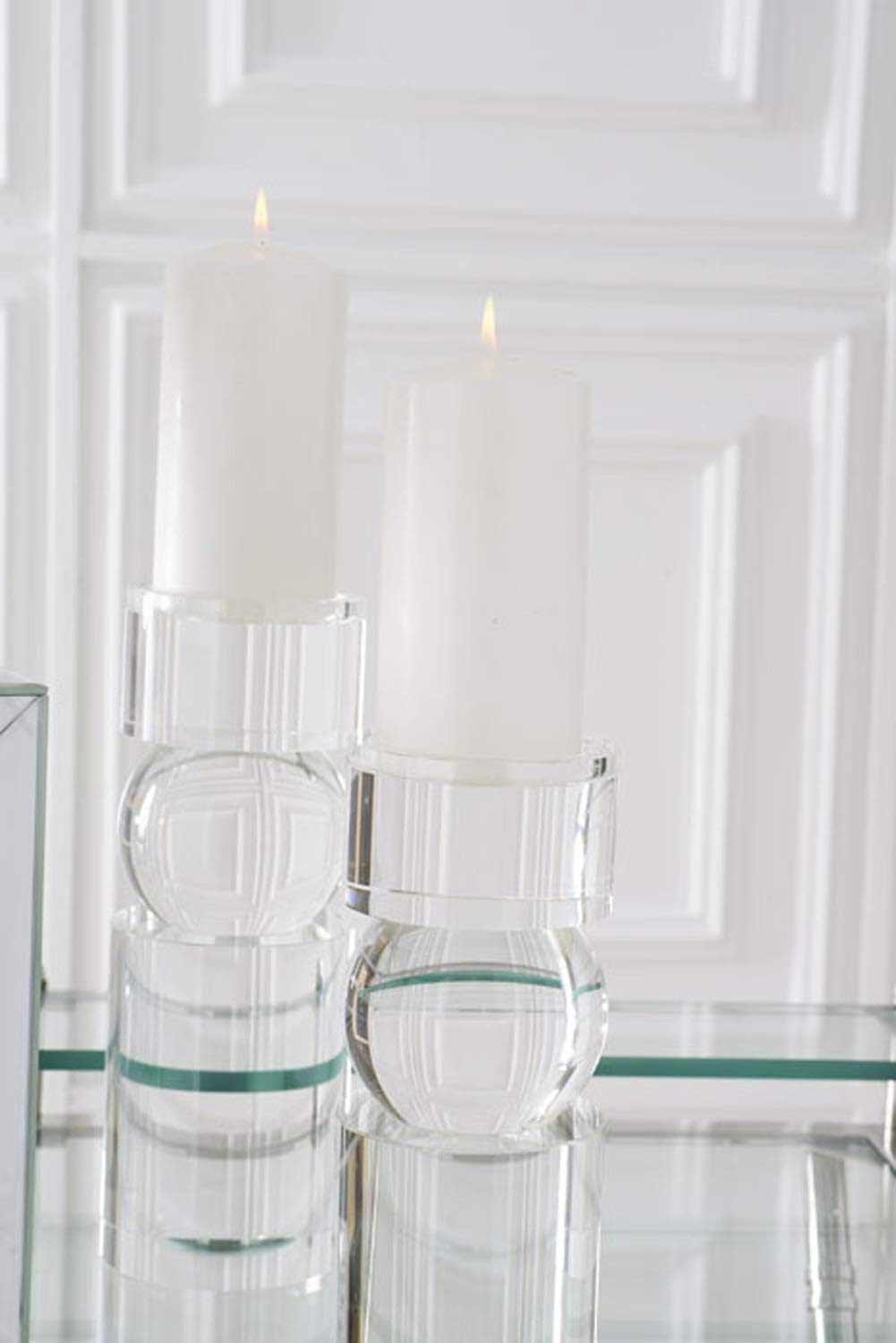 12.5 Inch Glass Pillar Candle Holder J8998
