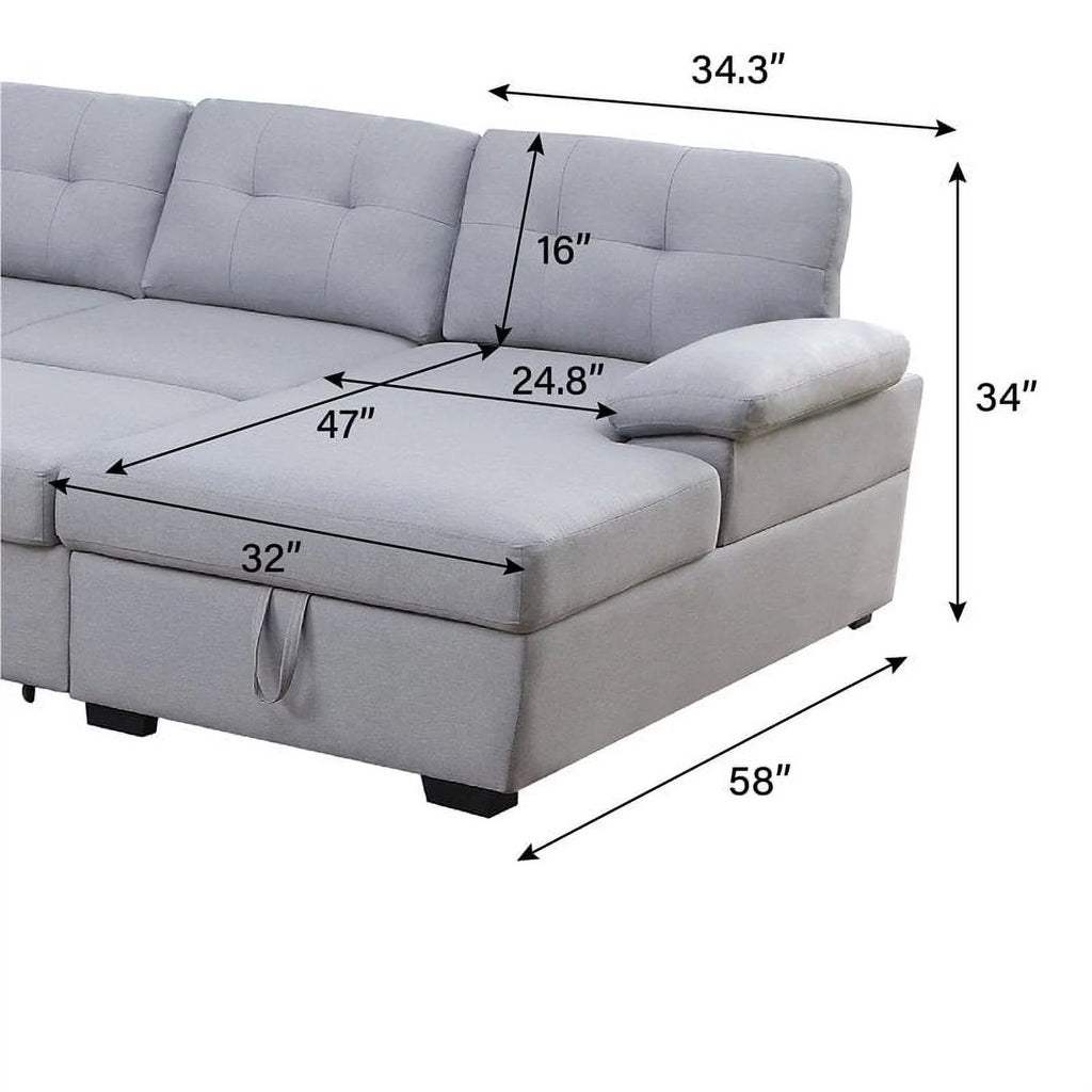 5-Seat Fabric Sleeper Sectional Sofa with Storage X554055