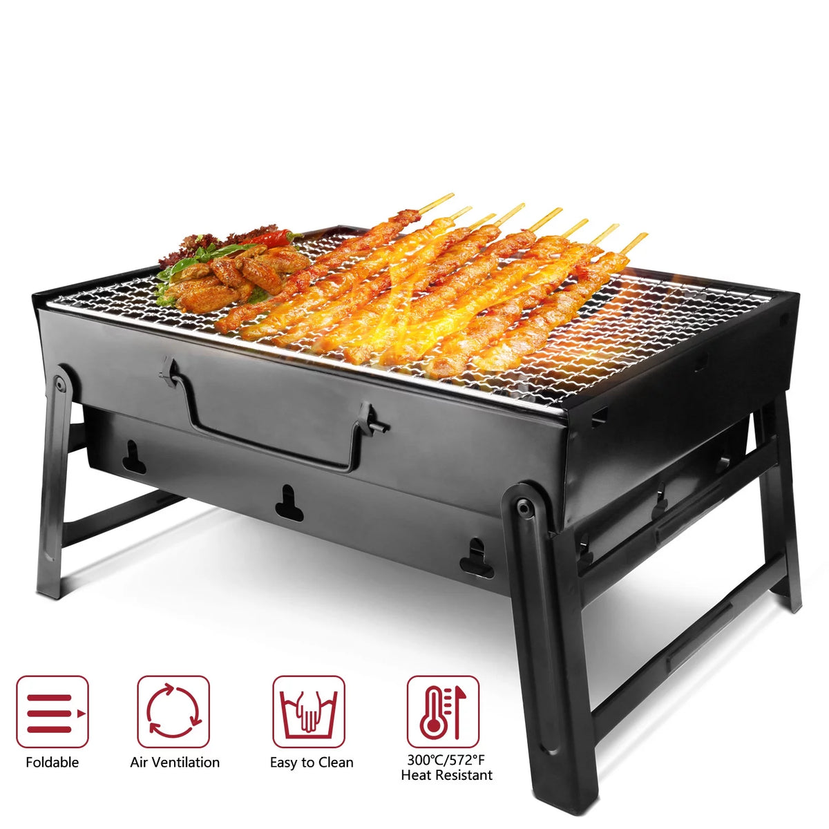 13.7" Foldable Stainless Steel Charcoal Grill N538