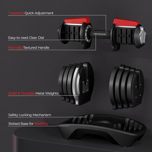 Adjustable Dumbbell Set 40LB/52.5LB/90LB with Anti-Slip Handle X333488