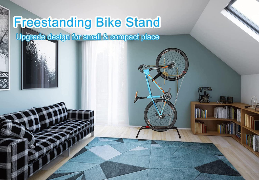 Bike Stand Vertical Bicycle Rack Floor Stand with Wheel Stabilizer Strap B32877