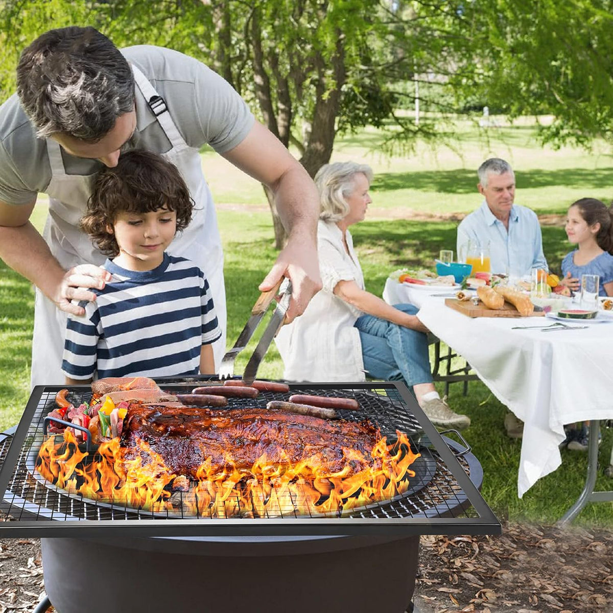 36×36inch Steel Campfire Grill Grate with Handles S17037
