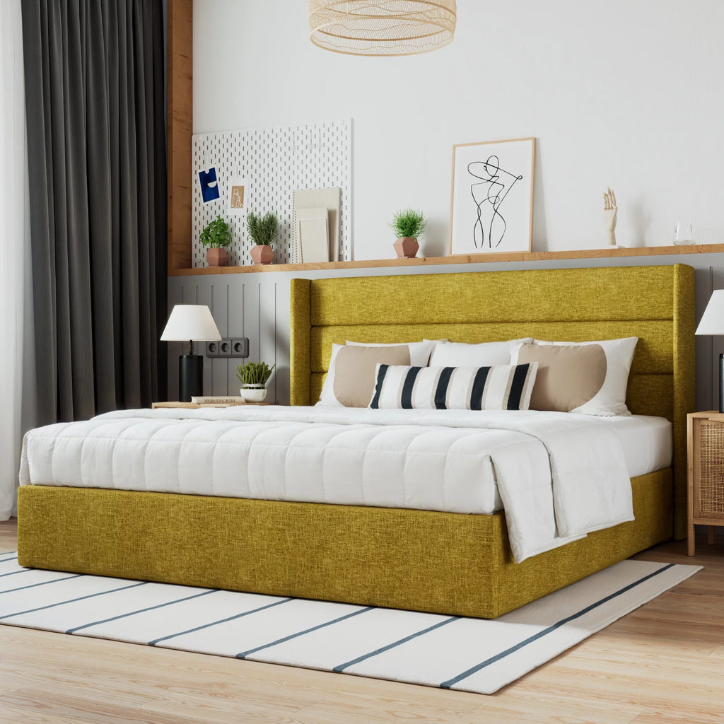 Grey King Size Lift Up Platform Bed Frame with Storage T667