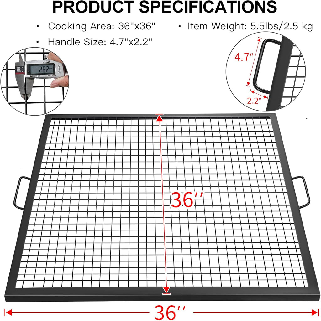 36×36inch Steel Campfire Grill Grate with Handles S17037