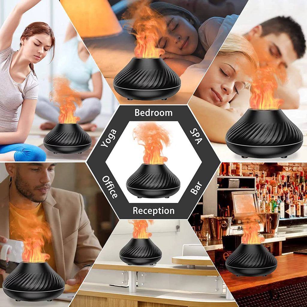 Flame Diffuser Humidifier 7 Flame Color Noiseless Cool Mist Diffuser Q6331