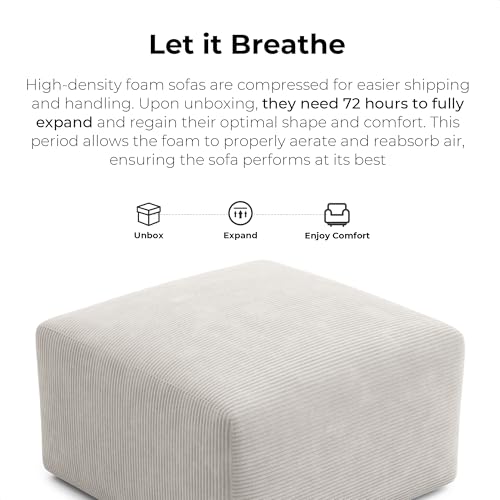 Green Corduroy L-Shaped Modular Sectional Sofa with Ottoman K3611