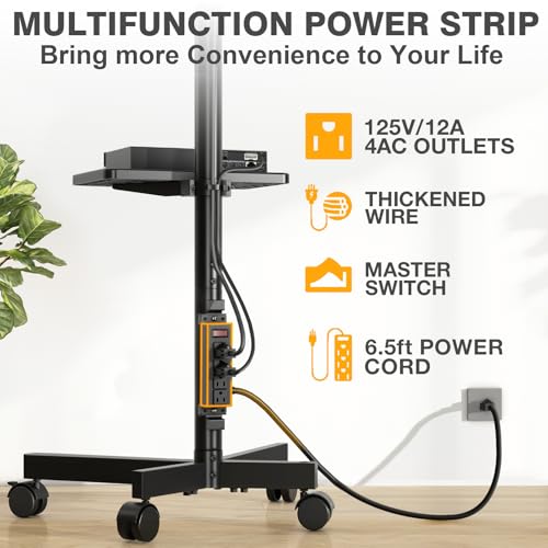 Mobile TV Stand with Power Outlet, Tilt Rolling TV Cart for 23-60 Inch TVs up to 88 lbs, Height Adjustment, Max VESA 400x400mm U9692
