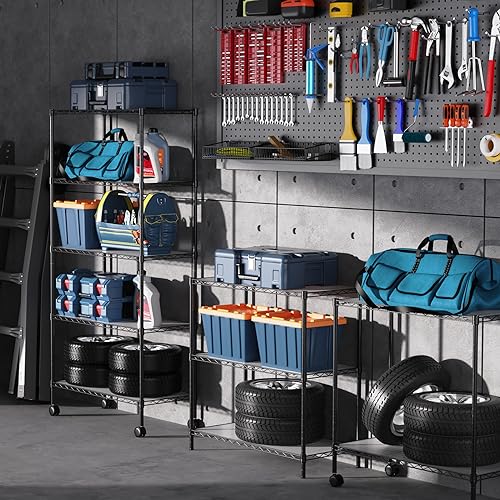 5 Tier NSF Metal Wire Shelving Unit, 60" H x 30" L x 14" D, Chrome I744349