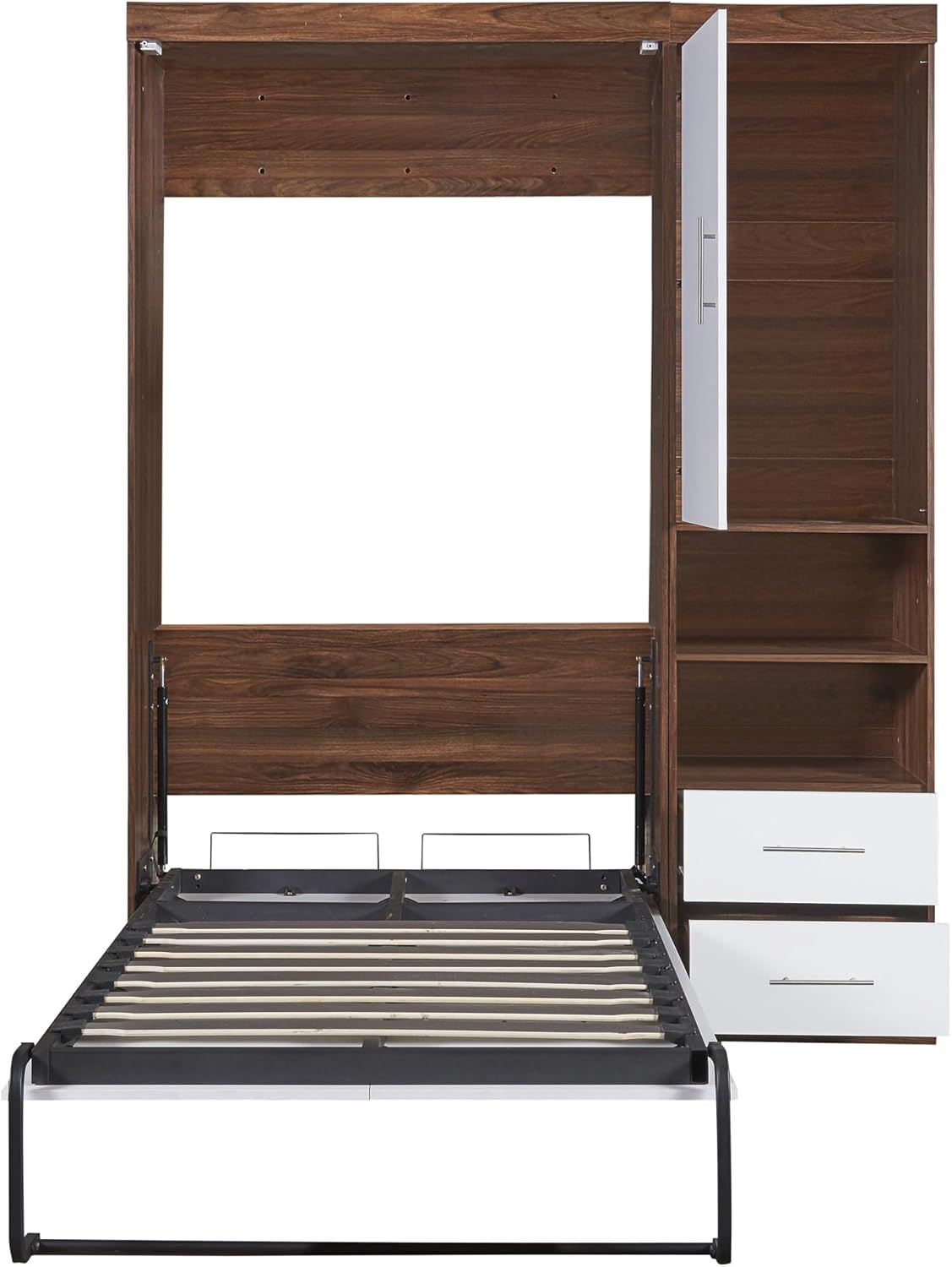 White Twin Size Murphy Bed with Cabinet E497