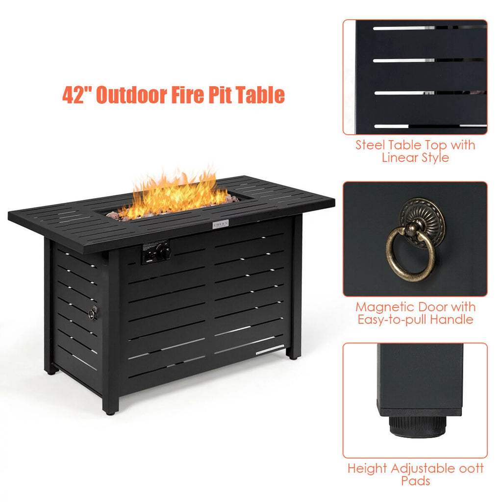42'' Rectangular Propane Gas Fire Pit Outdoor Table with Cover M960966