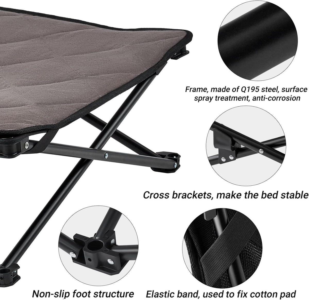 Elevated Folding Dog Cot with Washable Sleeping Mattress and Carrying Bag T801