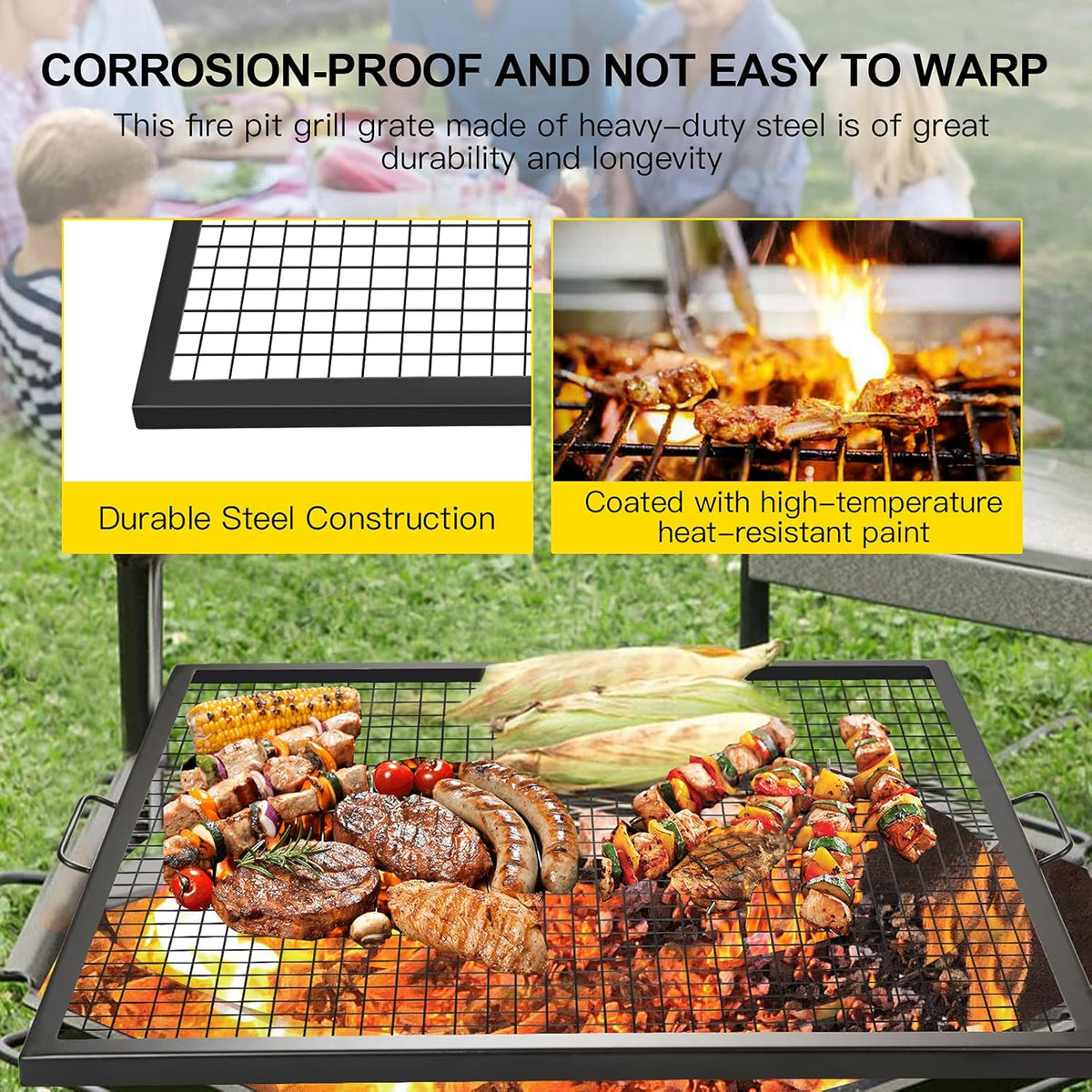 36×36inch Steel Campfire Grill Grate with Handles S17037