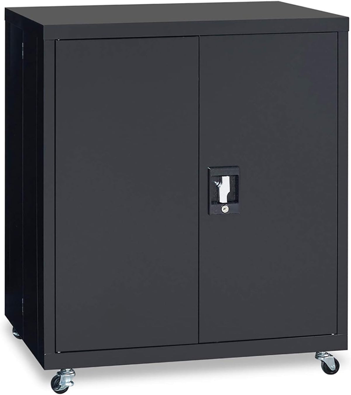 Black Metal Storage Cabinet with Doors and Shelves W15448