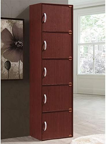 5 Shelf 5 Door Bookcase in Mahogany D4218