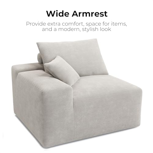 Green Corduroy L-Shaped Modular Sectional Sofa with Ottoman K3611