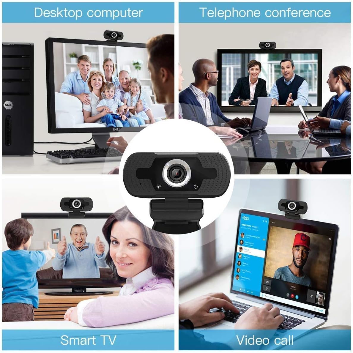 HD 1080P USB Webcam with Microphone, Pack of 2 W991