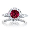 1.75 Carat 6mm Round Cut Ruby And Moissanite Engagement Ring on 10k White Gold C28653