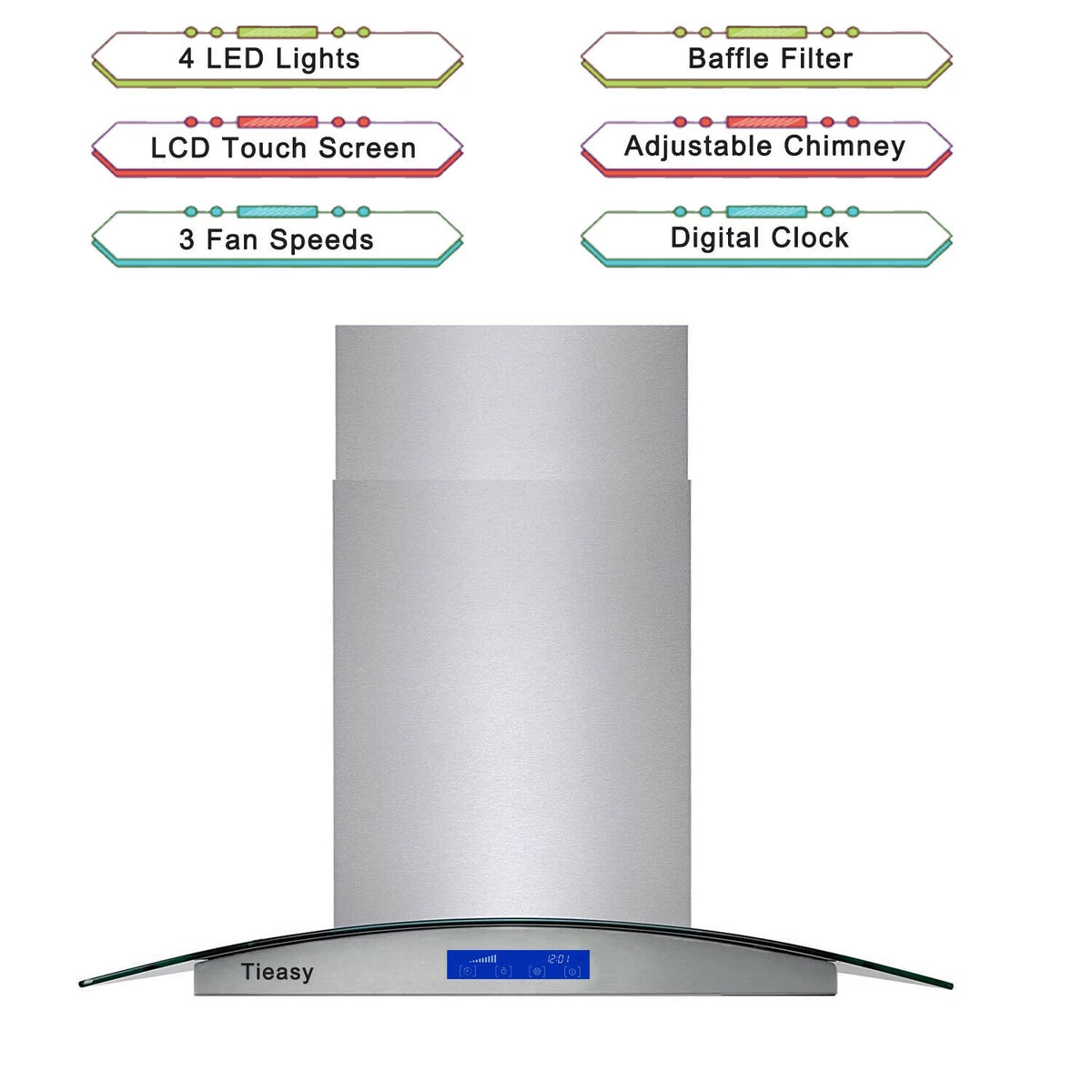 36 inch Island Mount Range Hood 900 CFM with Glass LCD Touch Control Q273227