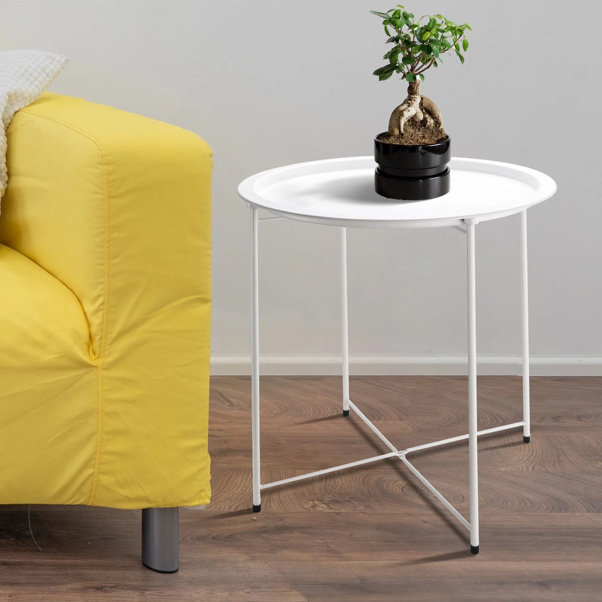 Black Round Foldable Side Table W154