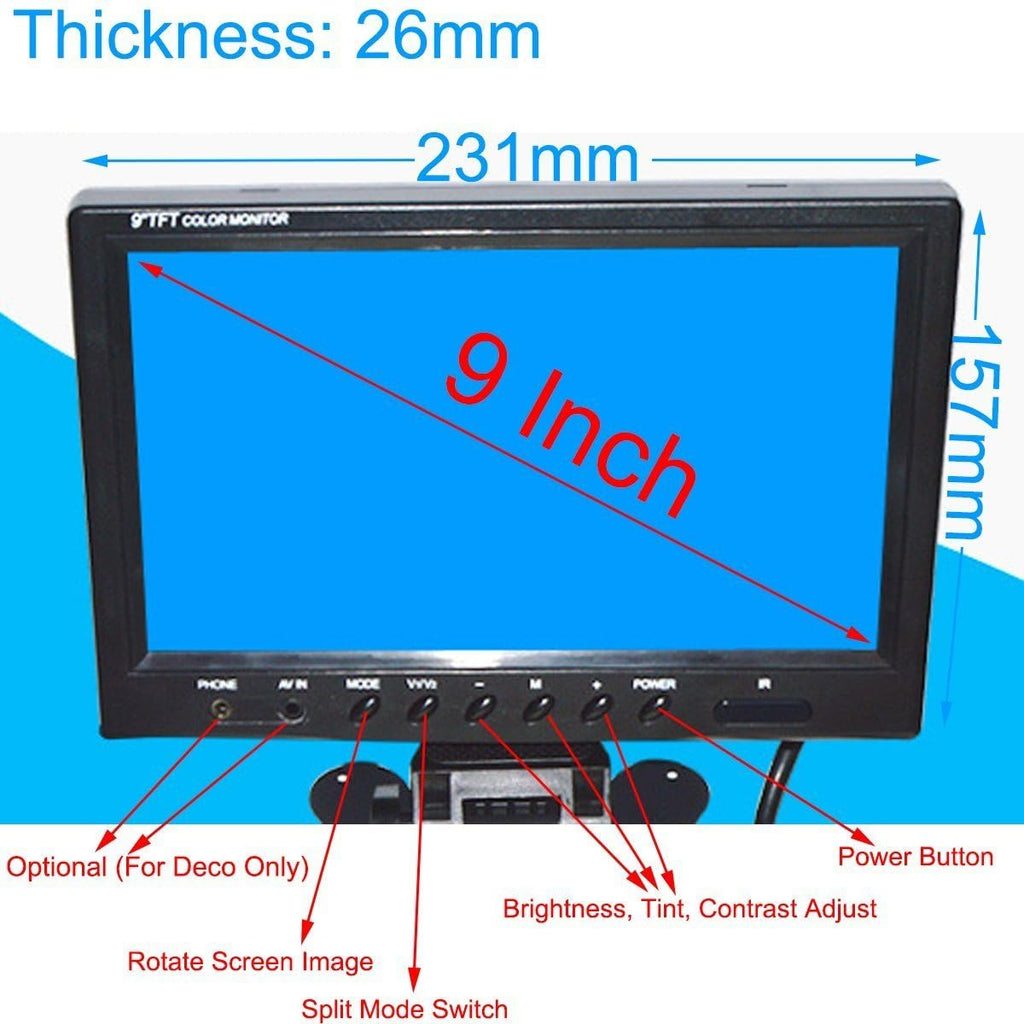9 TFT LCD Quad Split Monitor with Remote Control Y384