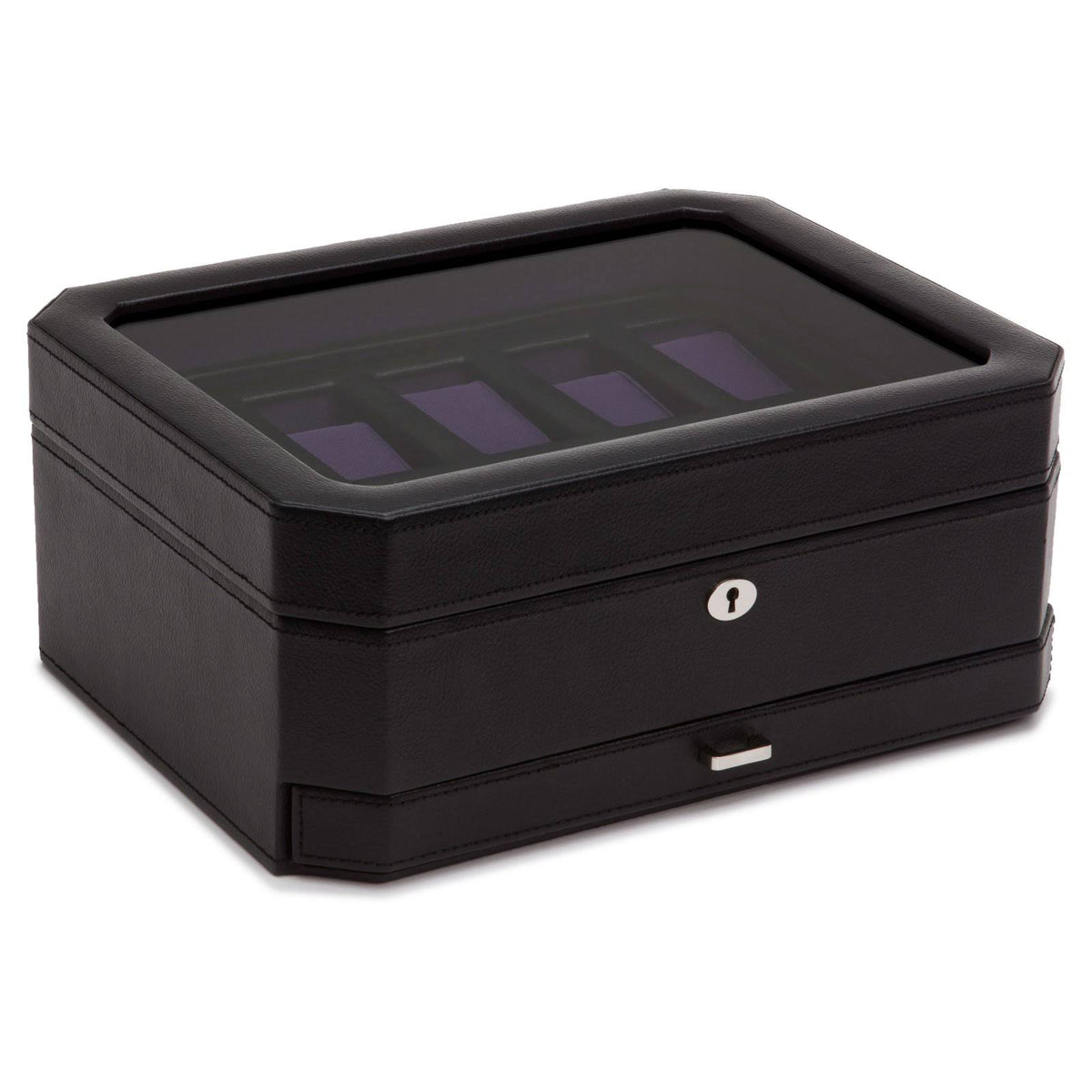 10 Piece Watch Box with Drawer Black/Purple V738