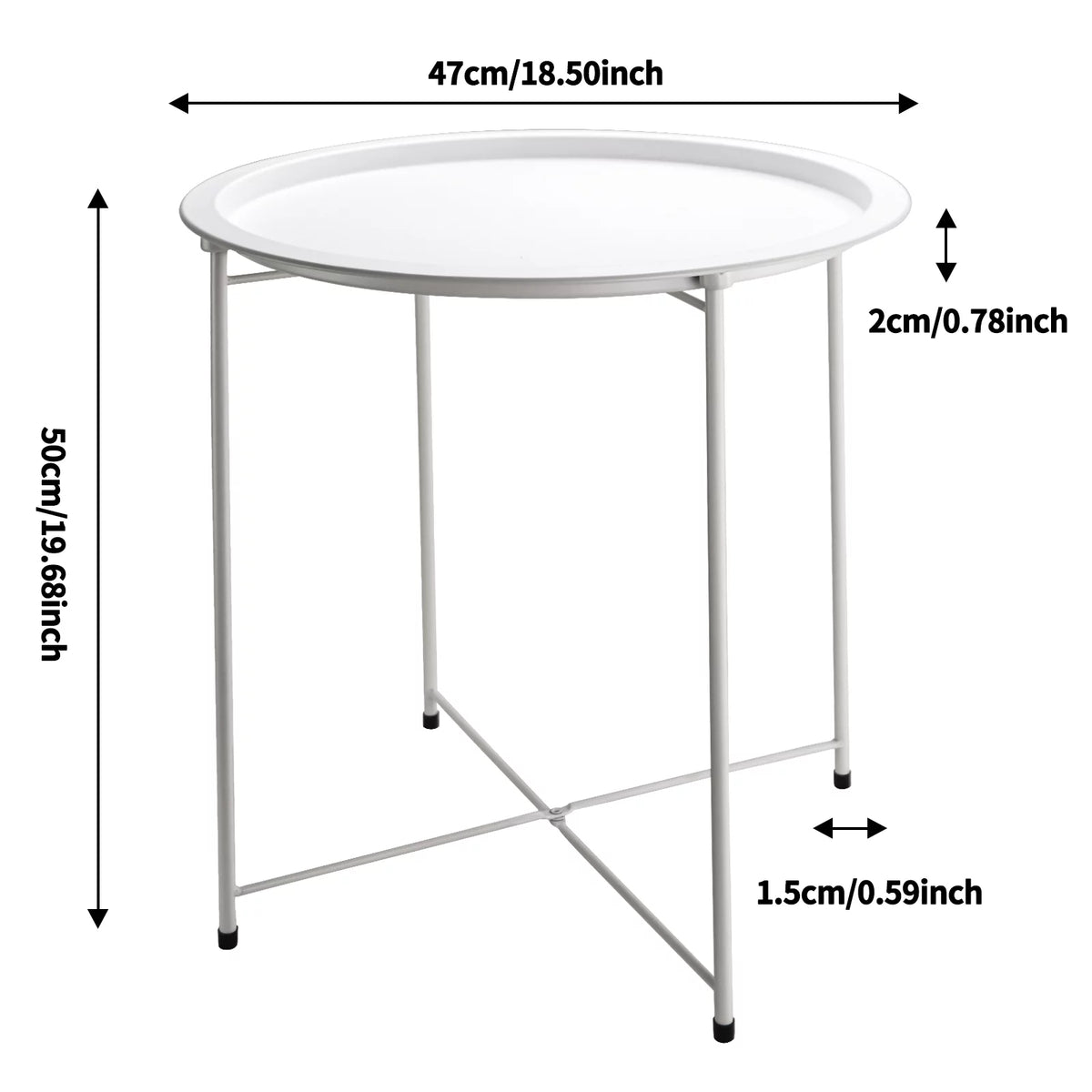 Black Round Foldable Side Table W154