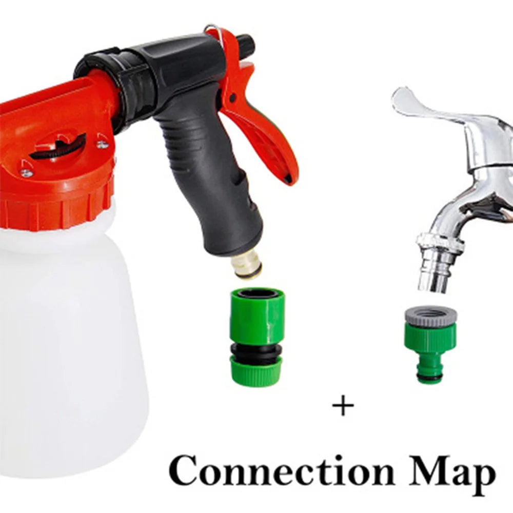 Car Wash Foam Sprayer Nozzle Kit with 1 Liter Bottle Universal Connectors I805