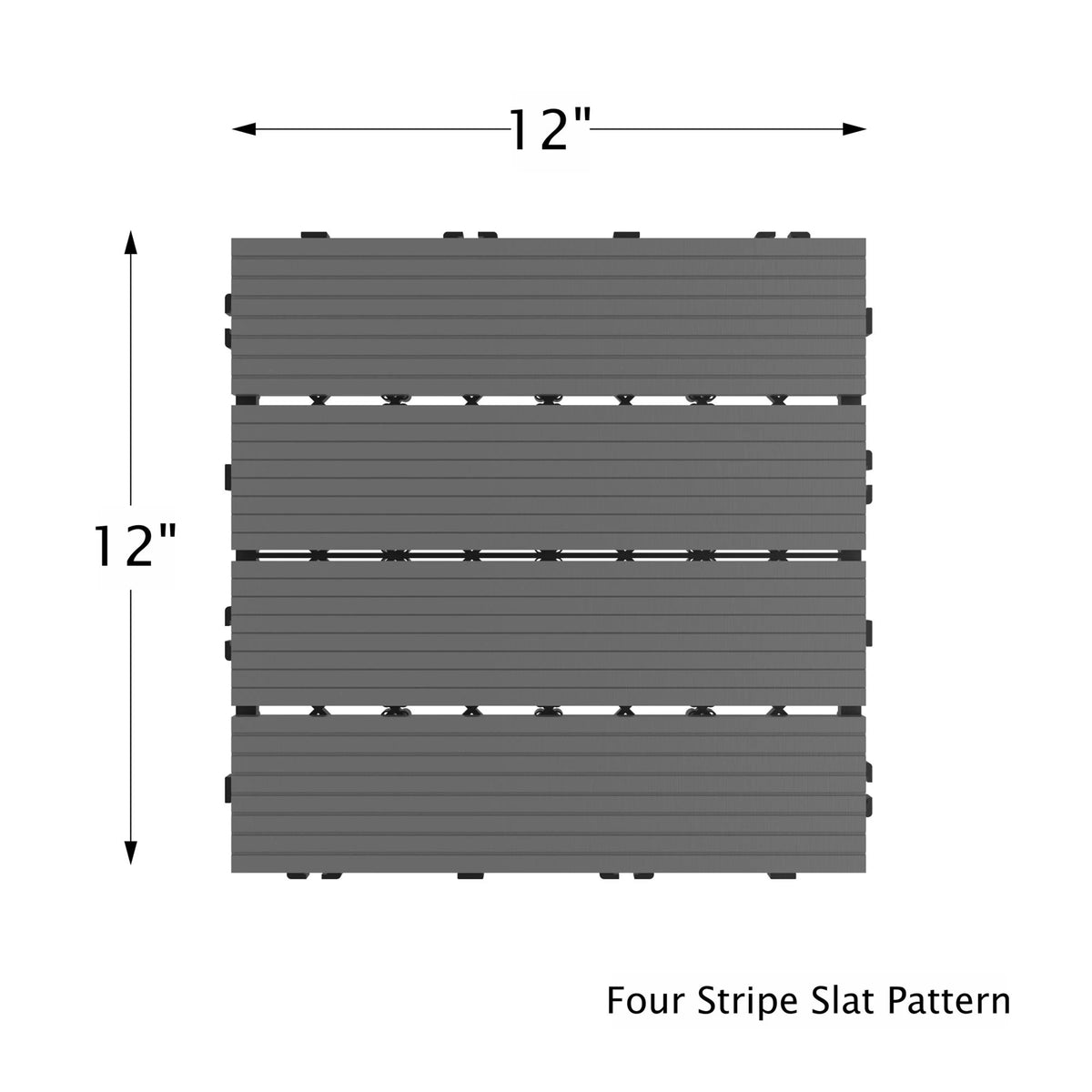6-Pack Interlocking Weather-Resistant Deck Tiles Dark Gray Square L7173