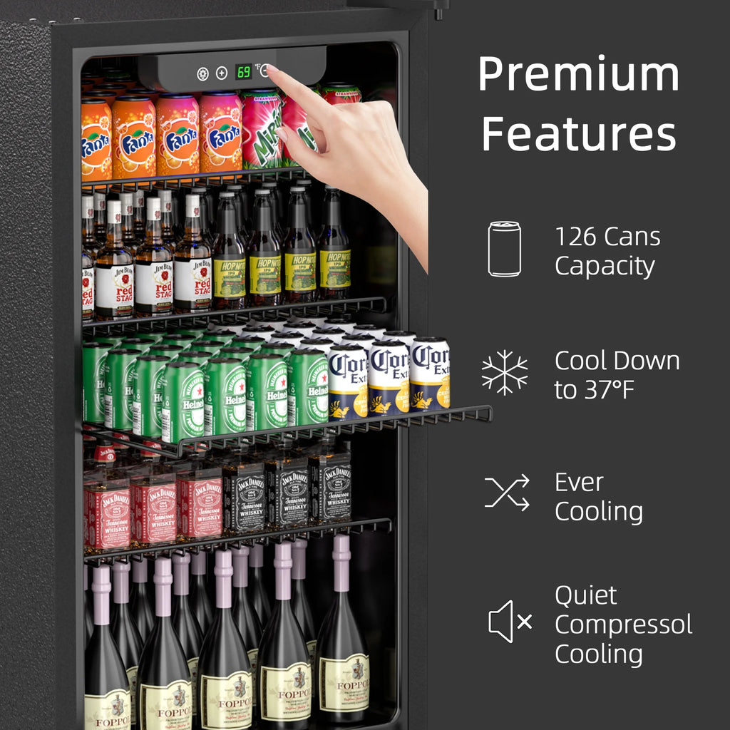 Compact Freestanding Beverage Refrigerator with Glass Front Door S197504