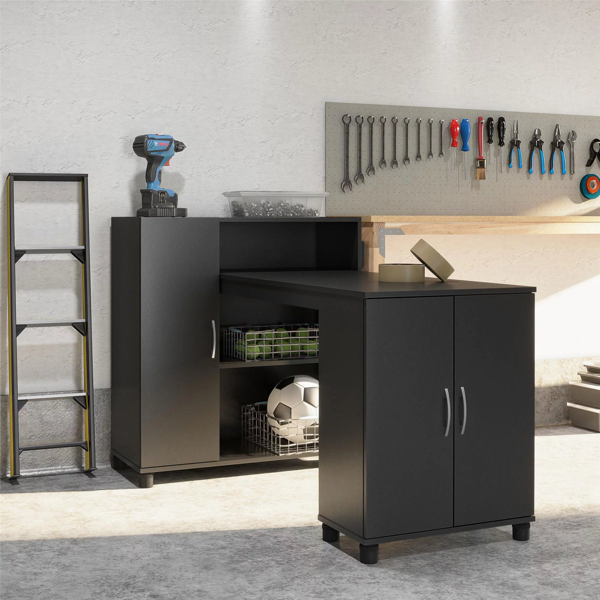 Black Craft Desk with Storage K3254