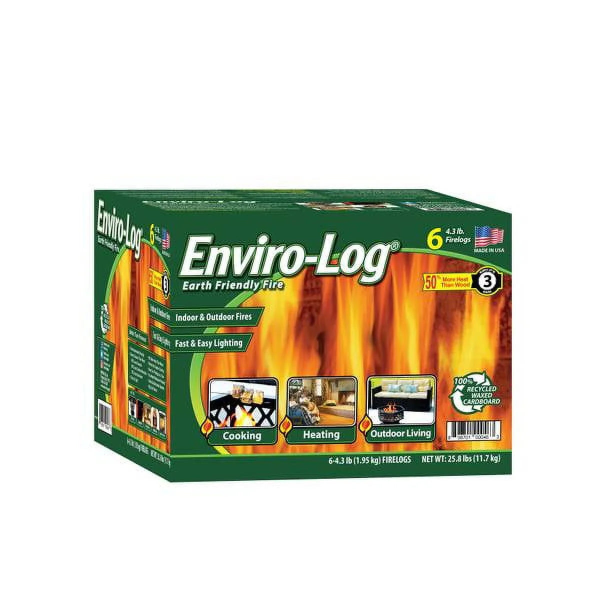 Indoor and Outdoor Fire Wood 4.3 lb Firelogs 6 Count X471
