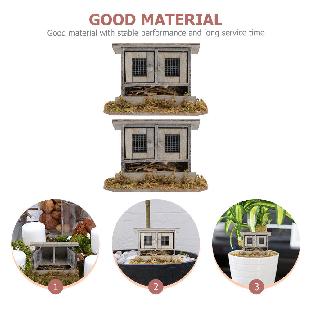 Wooden Dollhouse Miniature Chicken Coop Decor E915