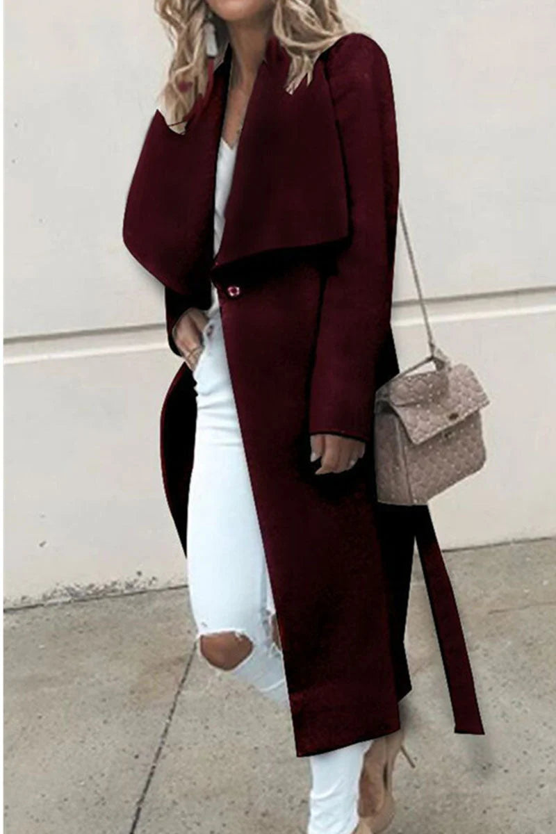 Casual Solid Patchwork Turndown Collar Outerwear N1843