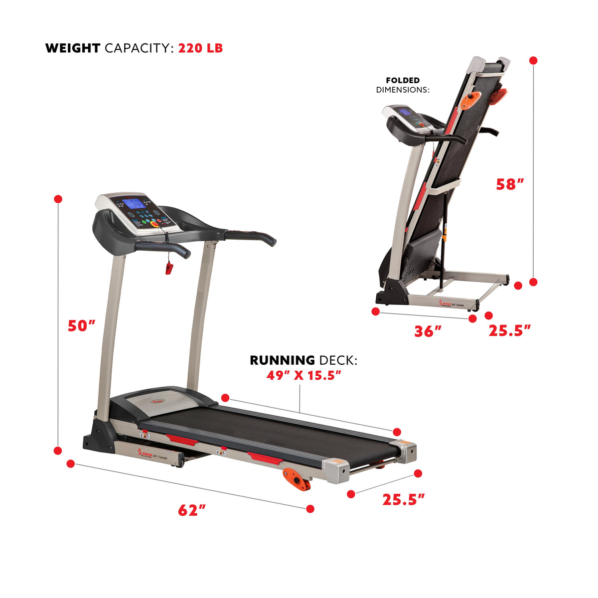 Manual Incline Folding Treadmill with Pulse Sensors LCD Monitor U814966
