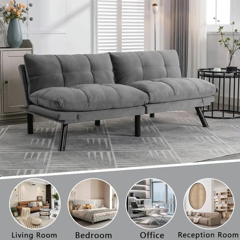 Convertible Sleeper Sofa Bed with Adjustable Backrests and Folding Armrest M8757
