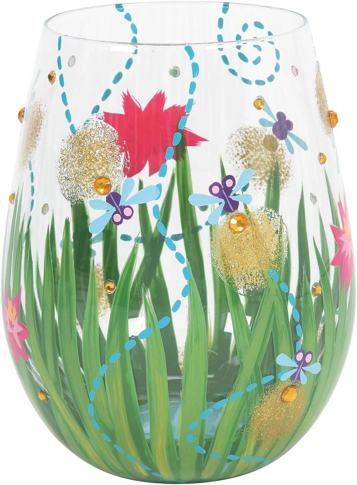 Hand-Painted Stemless Wine Glass D405
