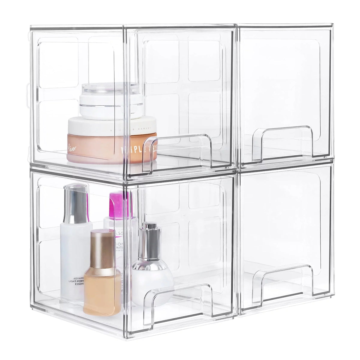 Clear Plastic Stackable Storage Drawers 4 Pack S149