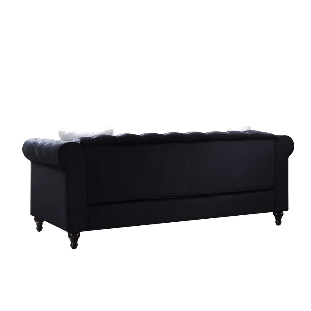 Black 2 Piece Sofa Set with 4 White Pillows P109758
