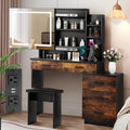 White Makeup Vanity Desk Set with Sliding Mirror and Lights V8826