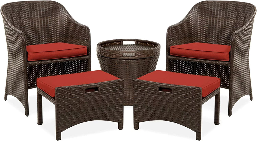 5-Piece Wicker Outdoor Patio Furniture Set with Storage Table A3196